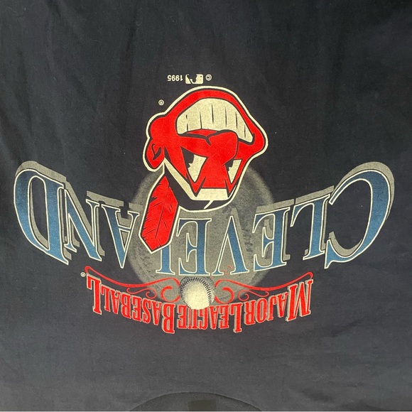 Vintage Logo 7 1995 MLB Cleveland Indians Tee single stitched Sz Large - Picture 2 of 10